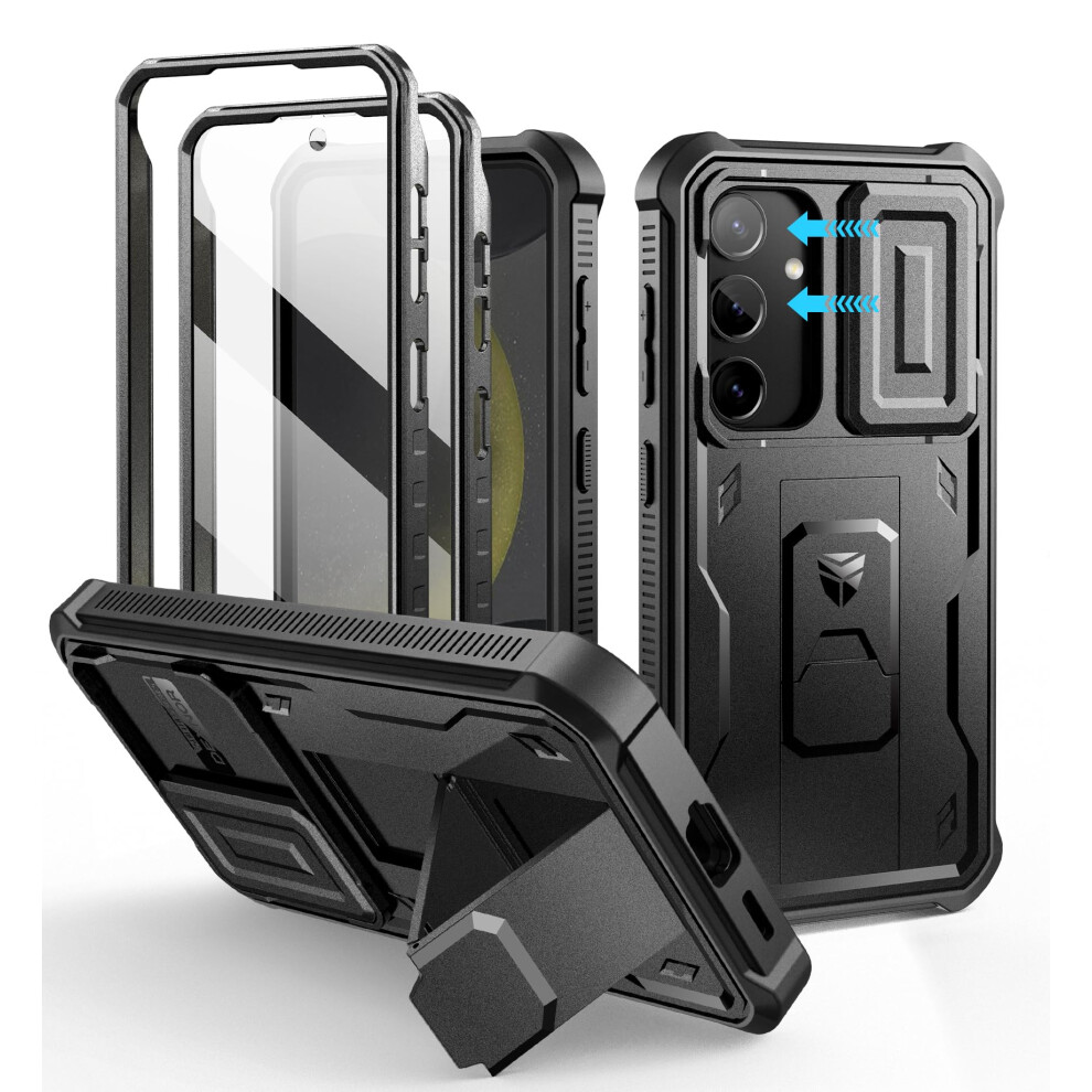 Dexnor For Samsung Galaxy S24 Case With Built-In Slide Camera Cover & Screen Protector & Kickstand, Heavy-Duty Shockproof Rugged Case Full-Body Bumper 5051222423004