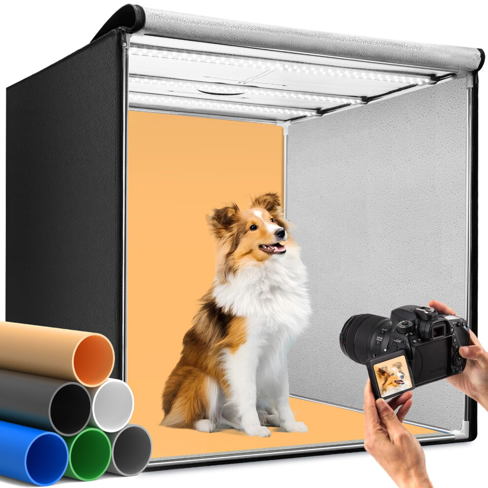 Duclus Box Photography 80 Cm, Professional Portable Photo Studio Box 32 Inch With 3 Adjustable Led Panels & 5600K Stepless Dimming, 6 Light 5051222422458