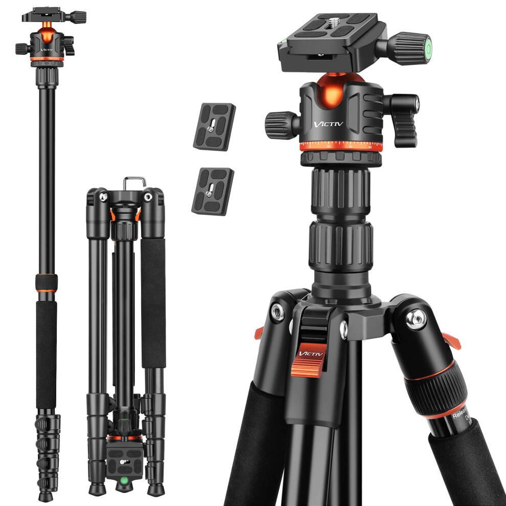 Victiv 78"/ 198Cm Camera Tripod For Canon Sony Nikon, Dslr Tripod Lightweight With Monopod For Travel, Compact Tripods With Ball Head And Phone 5051222423905