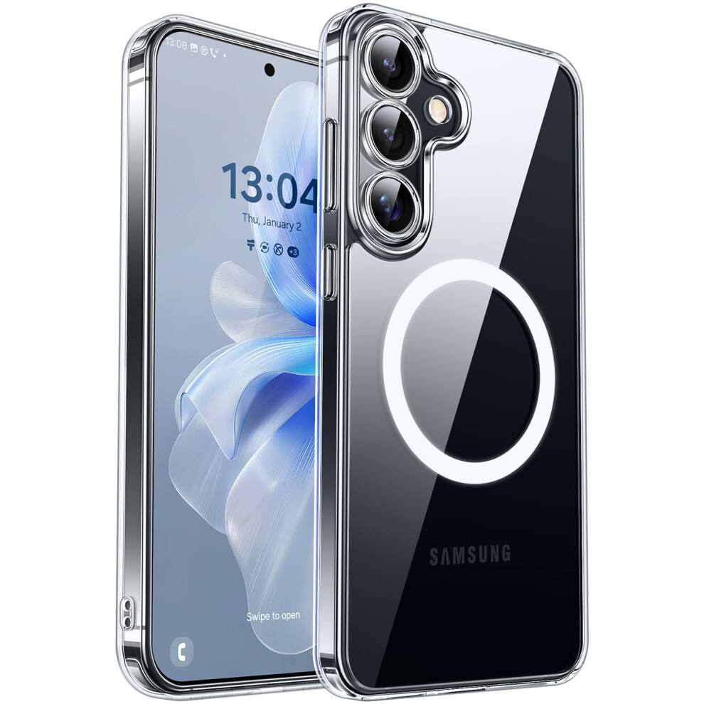 Canshn Magnetic For Samsung Galaxy S25 Case(6.2 Inch), Upgraded [Full Camera Protection] [Compatible With Magsafe] [Translucent Matte] Shockproof 5051222424605