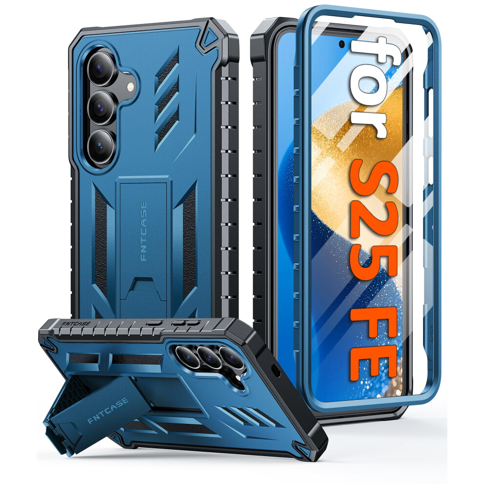 Fntcase For Samsung Galaxy S25-Fe Case: Military Grade Drop Proof Protection Mobile Cover With Kickstand | Matte Textured Rugged Shockproof Tpu | 5051222425749
