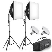 RALENO Softbox Lighting Kit, 2 x 50x50cm Photography Studio Lighting with 50W LED Bulbs, 5500K 97 CRI Continuous Lighting Kit Photo Equipment for