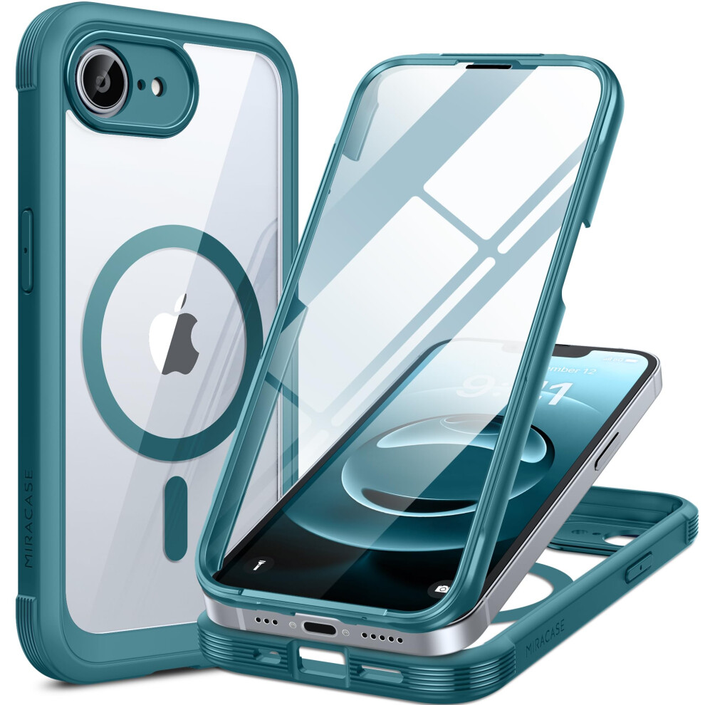 Miracase Magnetic Case For Iphone 16E Case 6.1-Inch 2025, [Built-In 9H Tempered Glass Screen Protector] Full Body Bumper Shockproof With Clear Back 5051222426616