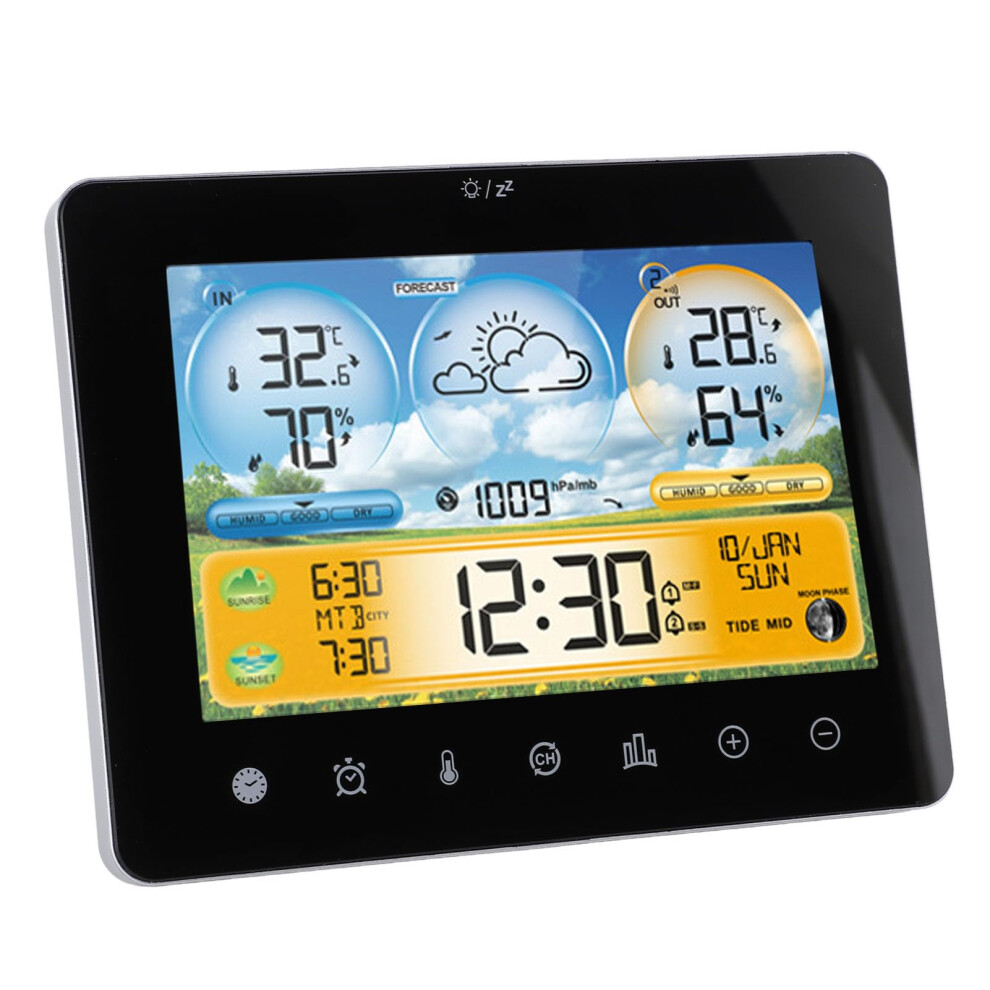 Weather Station With Clock, Indoor Outdoor Temperature And Humidity Monitor, Forecast, Adjustable Brightness 9070919730931