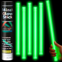 5 Pcs Large Glow Sticks 14 Inch Jumbo Light Up Sticks LongLasting Waterproof Green Party Supplies