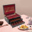 Wooden Silverware Organizer with Handle, Three Layer Flatware Storage Box with Red Felt Lining 3