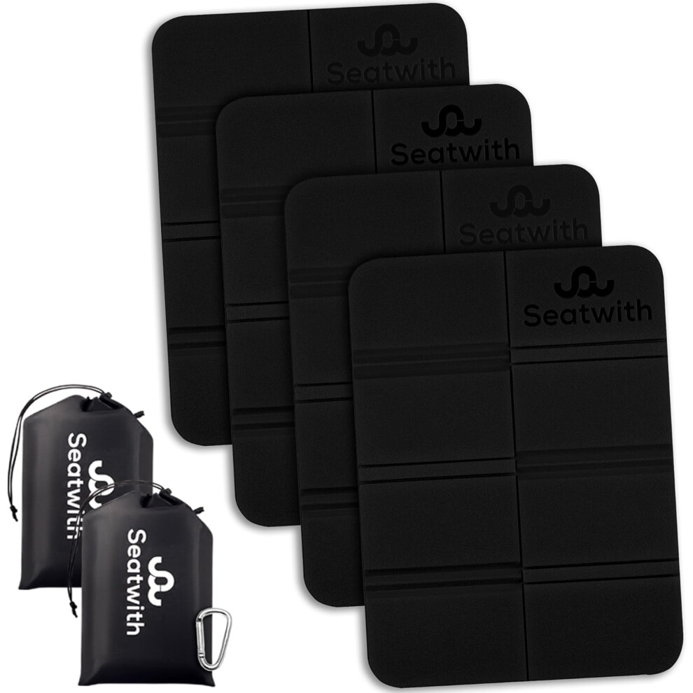 Set Of 4 Outdoor Seat Mats/Foldable Insulated Thermal Seat Cushion With Carry Bag And Carabiner Hooks For Ideal Attachment To Backpack Seatwith