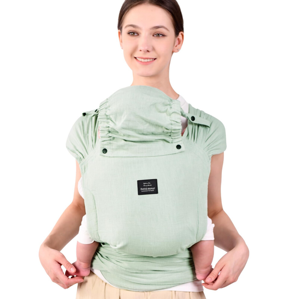 Baby Carrier Newborn Ajustable One Size Baby Carriers Easy To Wear, Green Bebamour