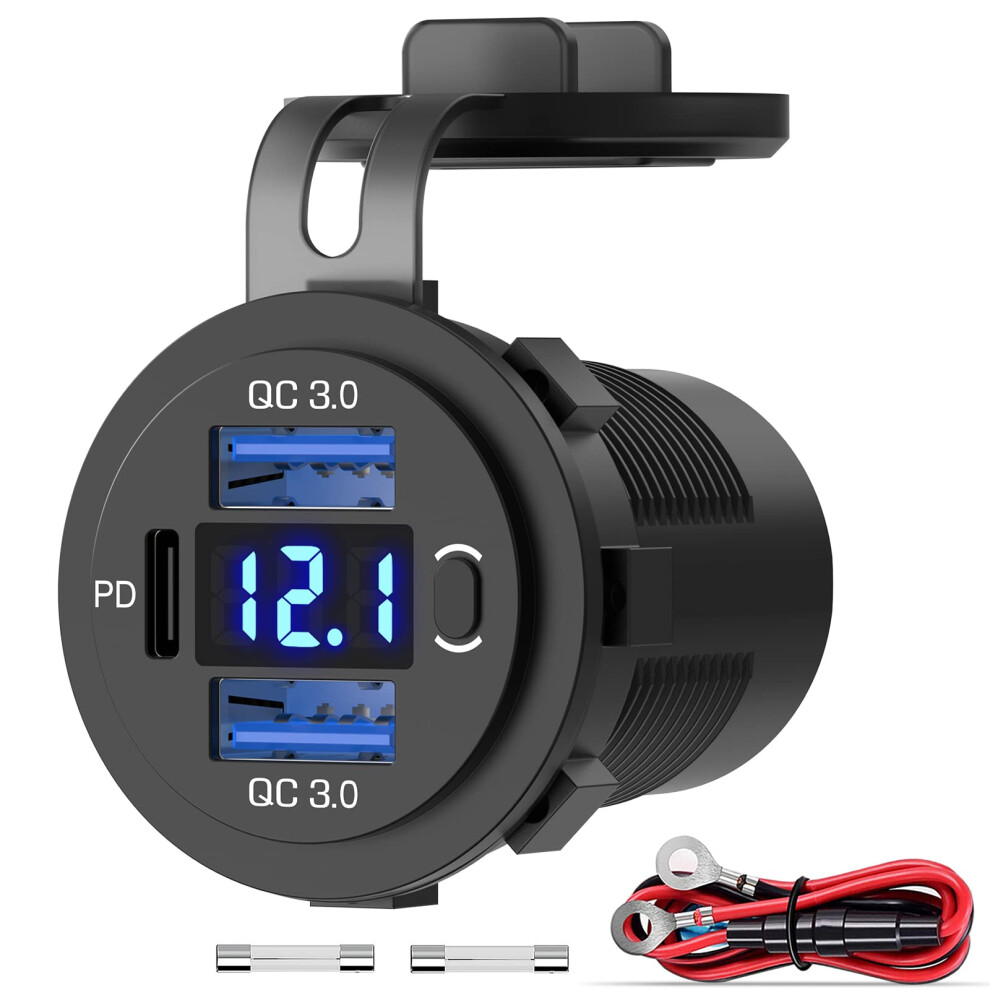 (2 In 1) Qidoe Cigarette Lighter Socket Splitter, 12V/24V Dual 2.4A Usb Socket Outlet, Waterproof Detachable Usb Charger With Touch Switch And Soft 5051222446423