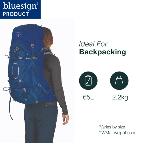 Osprey Ariel Women's Backpack, 65L, Ceramic Blue, WM/L EF 1