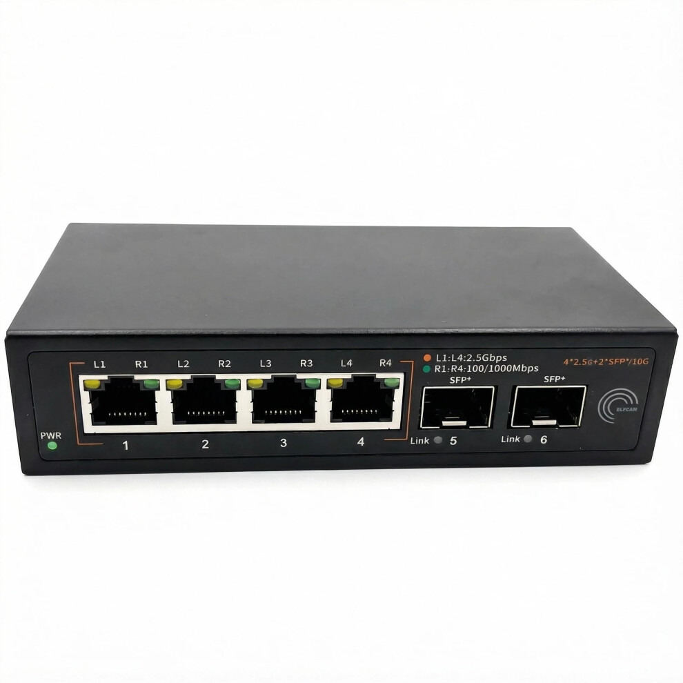Photos - Switch Elfcam? - 10Gb Fiber Optic  Compatible with Freebox Ultra and Orange Livebox 6, with 2 10G SFP+ Ports and 4 Ports 2.5