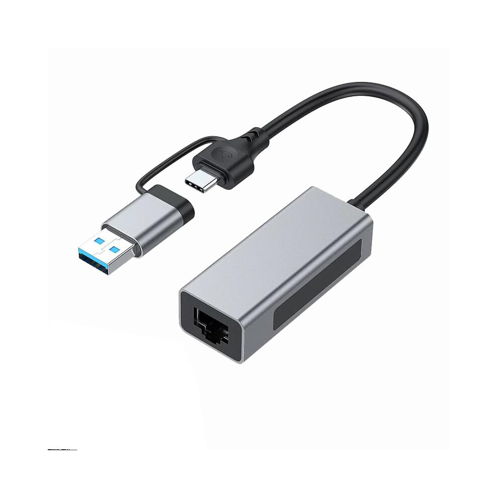 2.5G Usb 3.1 Ethernet Adapter, 2-In-1 Usb-A/Usb-C To 2.5Gbps Ethernet Adapter, Usb 3.1 To Rj45 Network Converter For Pc Laptop Windows Mac Os Linux 5051222445723