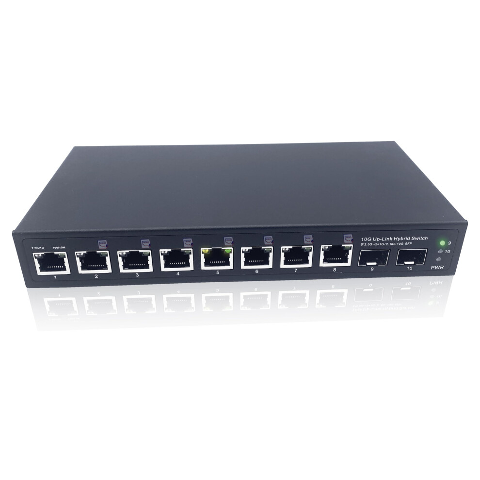 Elfcam? - 10Gb Fiber Switch Compatible With Freebox Ultra, With 2 10G Sfp+ Ports And 8 Ports 2.5G Rj45 Poe, Plug & Play Unmanaged (2 Ports 10Gb Sfp+ 5051222447291