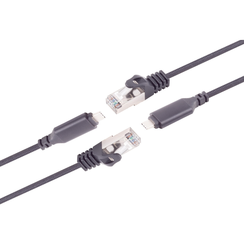1Attack.de 3 Meter Usb-C To Lan Adapter Cable, 2 Pieces Cable, 1 Gbit Data Transfer, Usb C 3.1 To Rj45 Ethernet Cat6 Cable, Compatible With 5051222445853