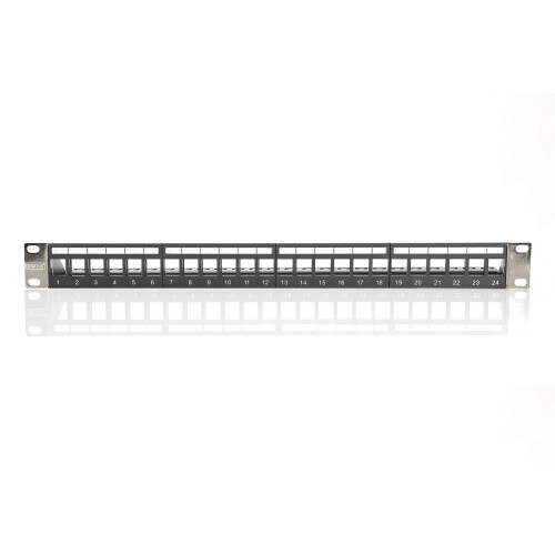 Digitus patch panel ? modular ? for Keystone modules ? 19-inch ? 24-port ? shielded ? rack mount 1U ? V2 ? black 2