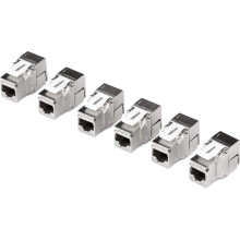 TRENDnet Shielded Cat6A Keystone Jack ? 6-Pack, 180? Angle Termination, Colour-Coded Labelling for T568A & T568B Wiring, TC-K06C6A