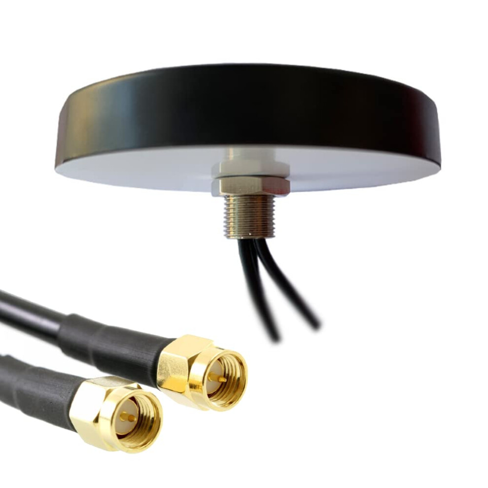 Unitecom 4G/5G Dual Input Puck Antenna With 3M Cable, Mimo Cellular, Low Profile, Aerial For 02 Ee Vodafone Three 5051222452837