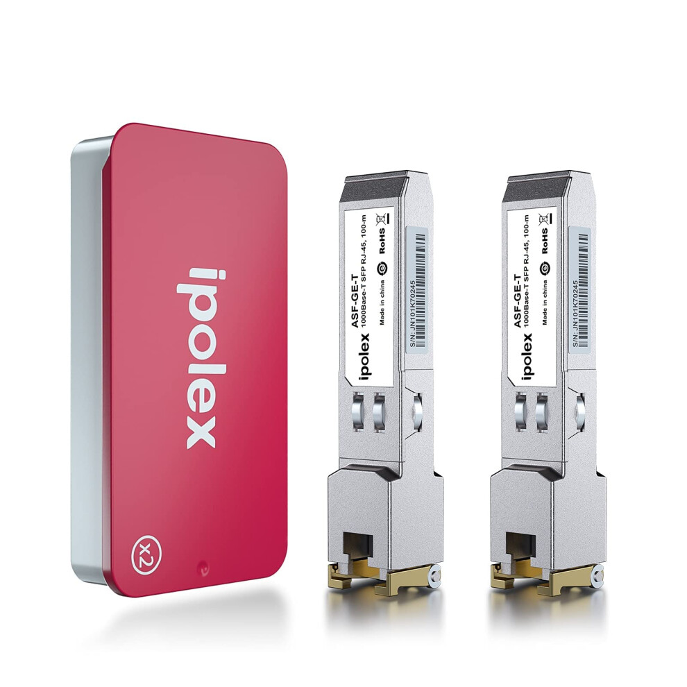 Ipolex 2 Pcs 1G Sfp To Rj45 Copper Transceiver, 1000Base-T Mini Gbic Rj-45 Sfp Module Compatible With Cisco Glc-T/Sfp-Ge-T, Meraki Ma-Sfp-1Gb-Tx, 5051222448786