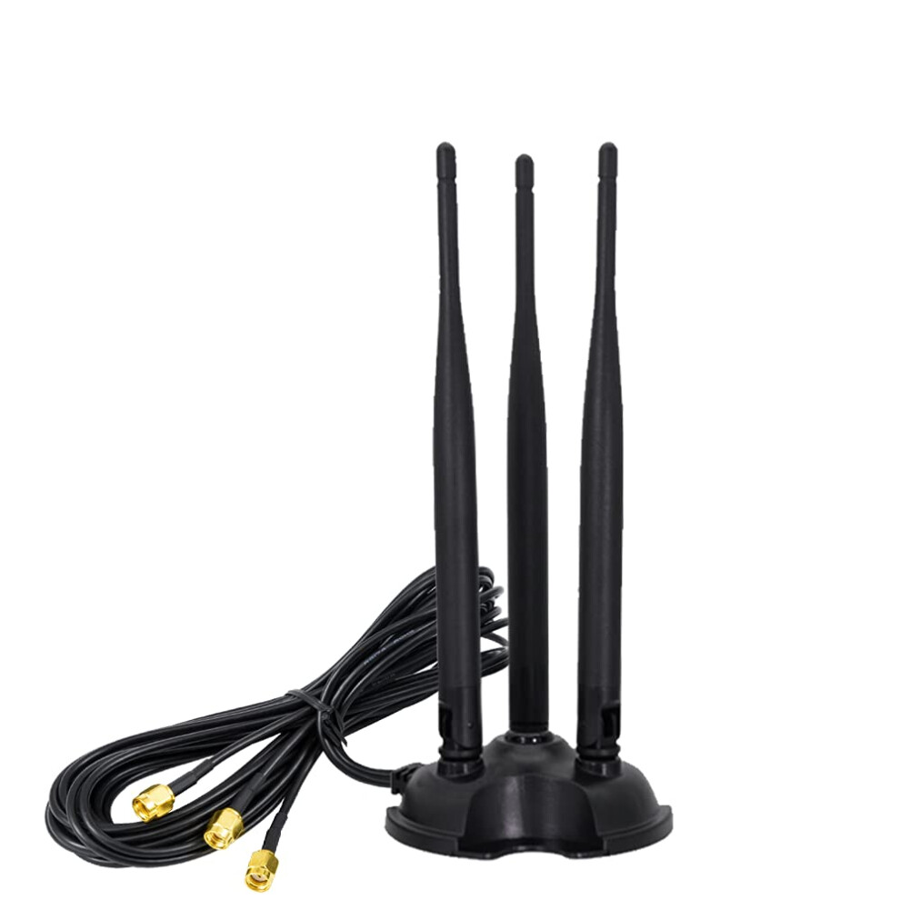 Vecys 4G Lte Aerial External Wifi Antenna 2.4G /5.8G Dual Band Frequency 6Dbi Mimo Omnidirectional Signal Magnetic Base Rp-Sma Male Adapter 2M For 5051222448878