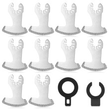 10Pcs Diamond Oscillating Tool Blades for Precision Grout Removal, Curved Edge Fits Dewalt and Makita