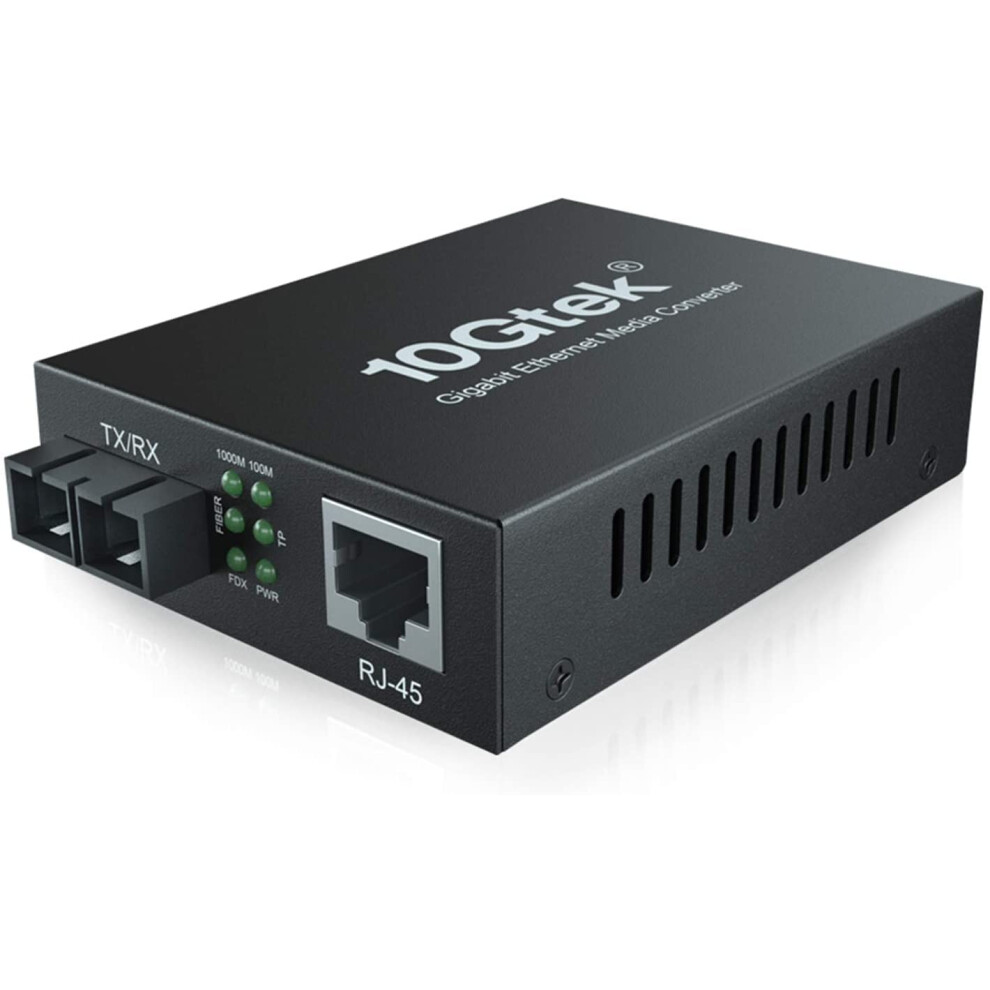 10Gtek Gigabit Ethernet Fiber Media Converter With A Built-In 1Gb Singlemode Sc Transceiver, 10/100/1000M Rj45 To 1000Base-Lx, Up To 20Km, With A 5051222455081