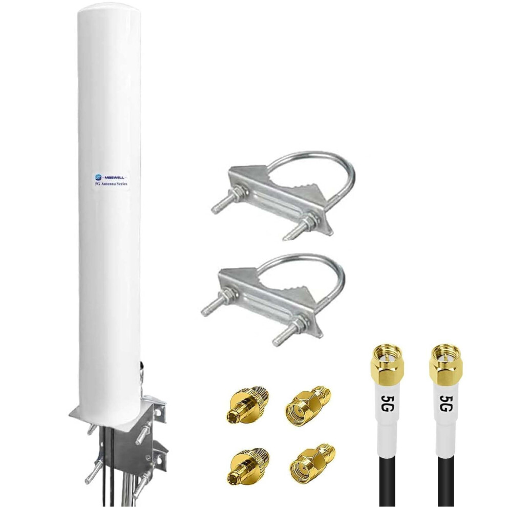 Maswell 4G 5G Antenna Outdoor, 2X2 Mimo External Aerial Cross-Polarized Cellular 700-6000Mhz For Vodafone Three Ee O2 4G Lte 5G Router Modem, 2X 5051222449493