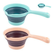 Collapsible Water Ladle 2 Pack Folding Bath Scoop with NonSlip Handle for Kitchen Bathroom Garden