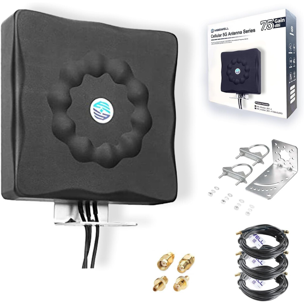 Maswell Gps 5G Antenna Outdoor | Combo 3-In-1 1X Gps + 2X Lte Mimo Aerial, Up To 7.5 Dbi, 600-8000Mhz Omni 5G 4G+ Lte External Rugged Aerial For 5051222448076