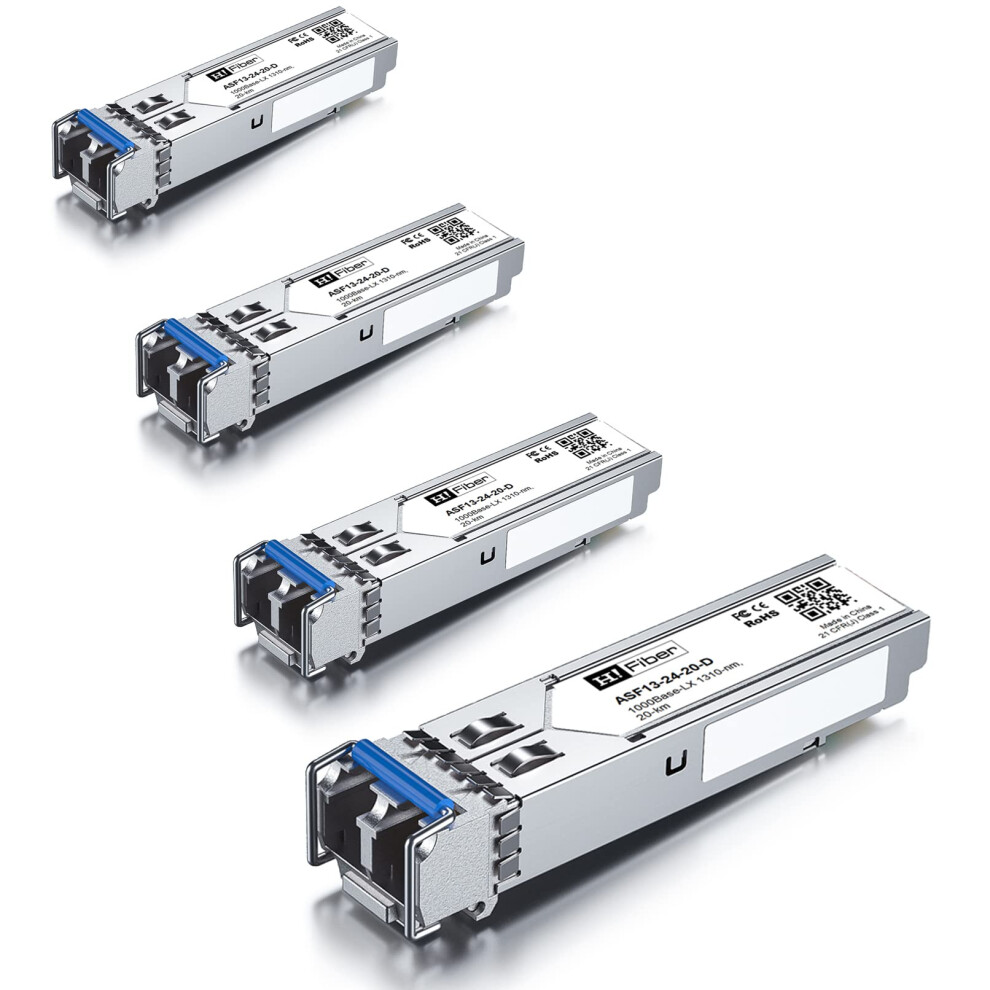 4 Pack, 1000Base-Lx Sfp Transceiver, Sfp To Lc, 1.25G Singlemode Module Compatible With Cisco Glc-Lh-Sm/Glc-Lh-Smd, Ma-Sfp-1Gb-Lx20, Ubiquiti Unifi 5051222455982