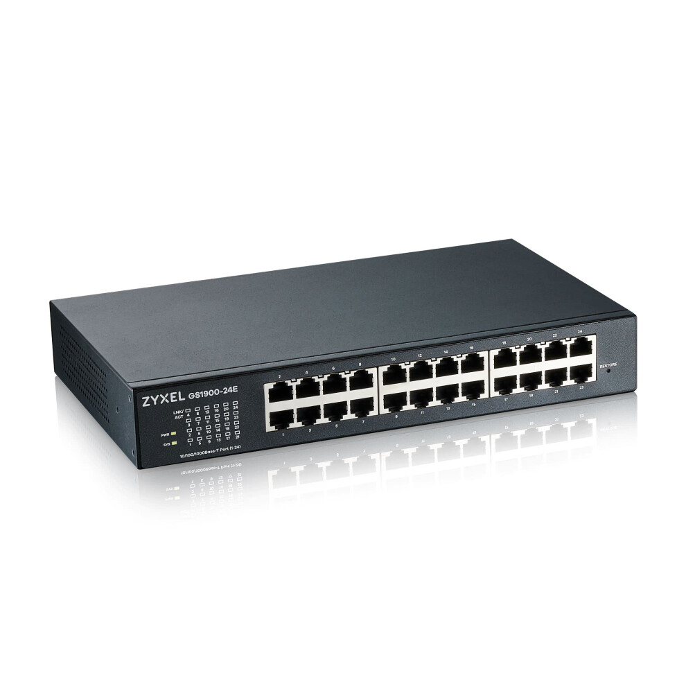 Zyxel 24-Port Gigabit Switch | Smart-Managed | Rack/Table & Fanless Mounting | Vlan, Igmp, Qos [Gs1900-24E] 5051222454329