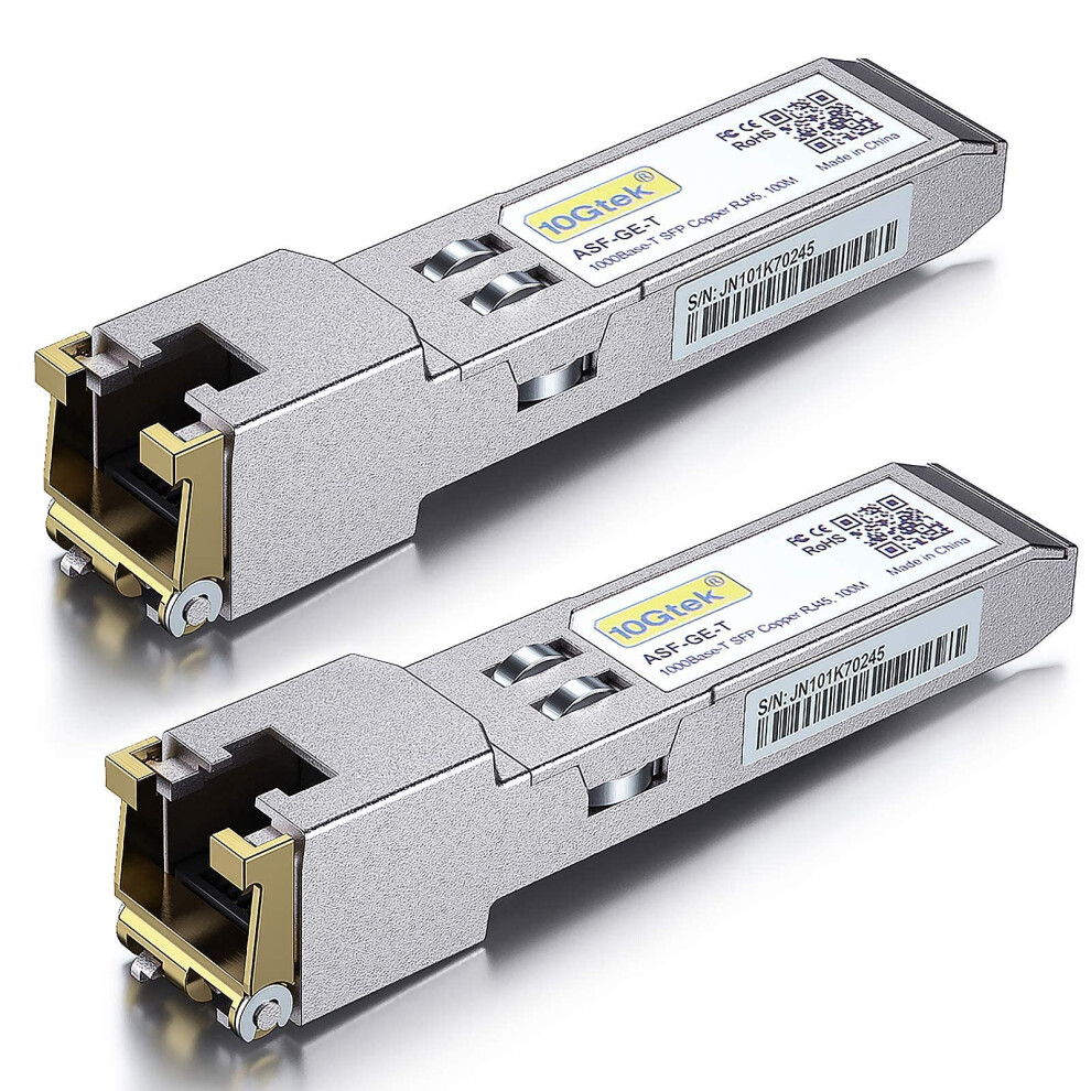 10Gtek [2 Pack] For Ubiquiti Unifi 1G Sfp Rj45 Transceiver Uf-Rj45-1G, 1000Base-T Copper Mini-Gbic Module 5051222457566