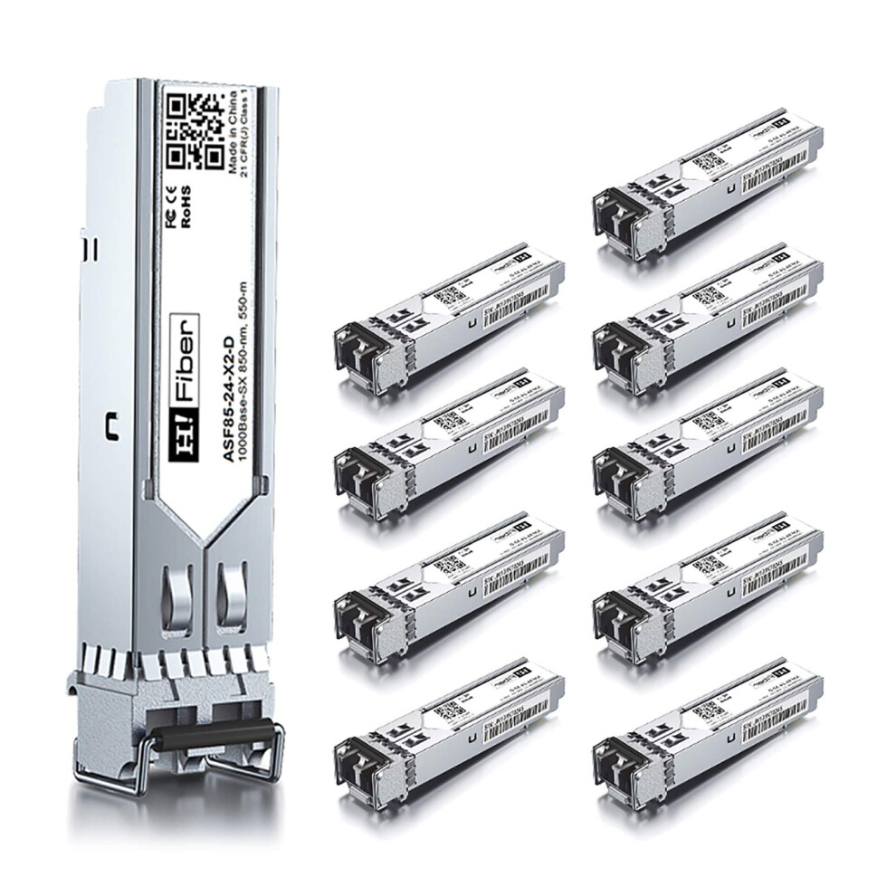 10 Pack,1000Base-Sx Sfp Transceiver,Sfp To Lc,1.25G Multimode Module Compatible With Cisco Glc-Sx-Mm/Glc-Sx-Mmd, Ma-Sfp-1Gb-Sx, Ubiquiti Unifi 5051222455944