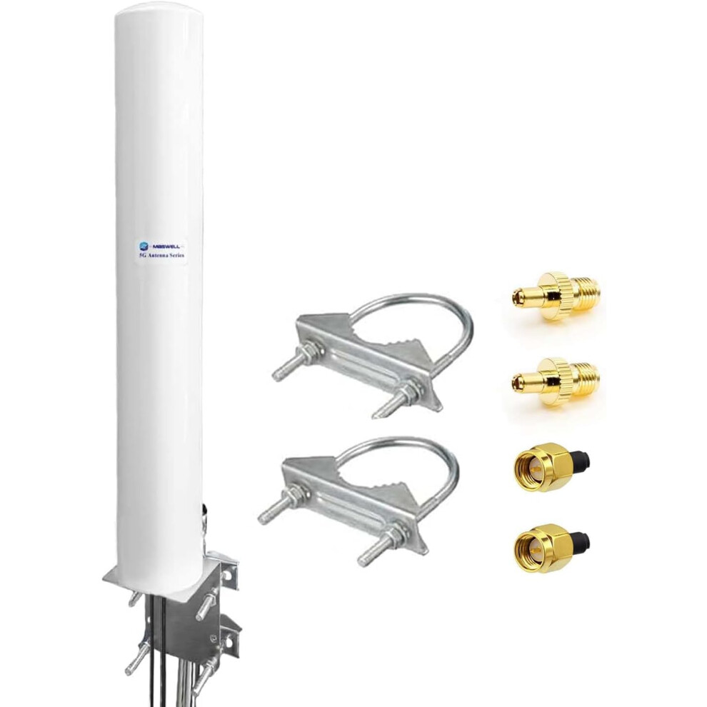 Maswell 5G 4G Lte Antenna Outdoor, 2X2 Mimo 700-6000Mhz, Up To 4.5 Dbi Cellular External Antenna Sma Male With Ts9 And Rp-Sma, Compatible With Three 5051222455364