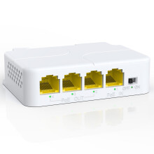YuanLey 4 Port PoE Extender Gigabit with 3 PoE Out, IEEE 802.3af/at Mini 4 Channel PoE Repeater 1000Mbps, Wall and Din Rail Mount Passthrough POE
