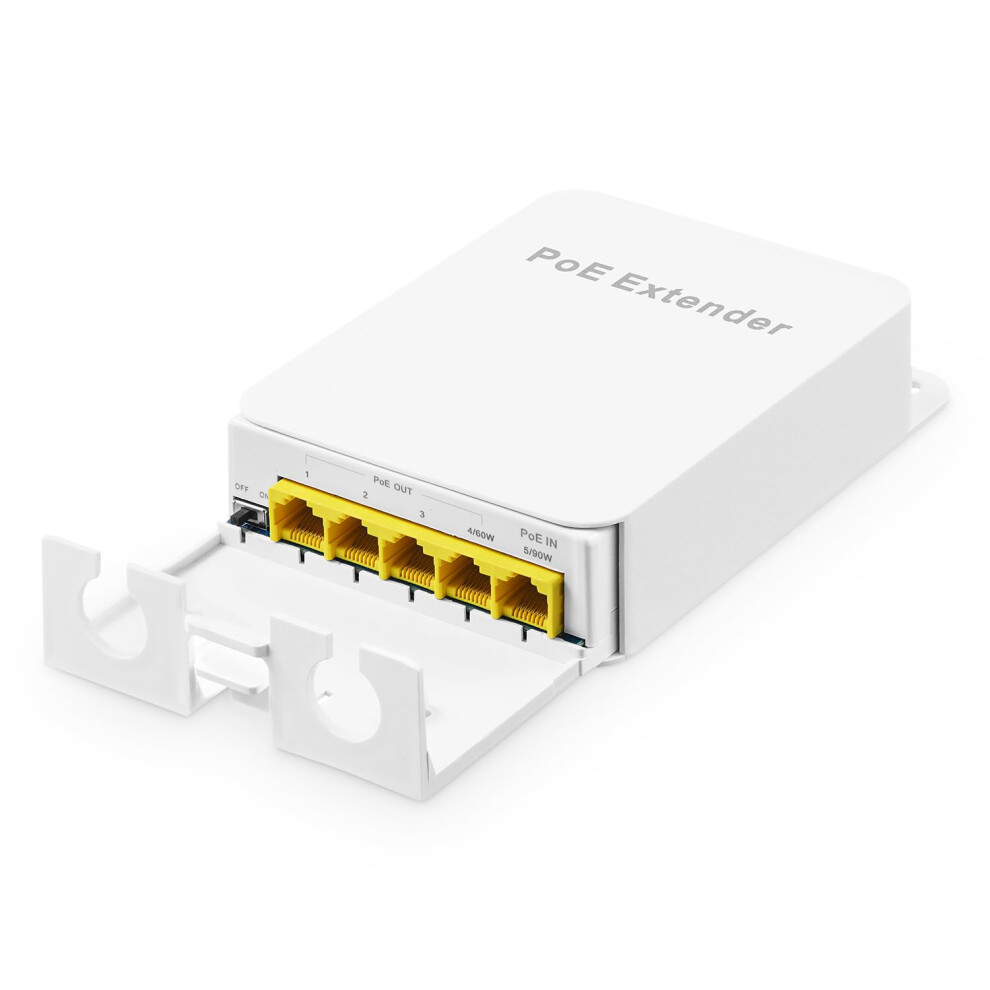 Photos - Switch Binardat Outdoor Gigabit PoE Passthrough , 1 PoE in 4 PoE Out Extender, IEEE802.3af/at/bt PoE Powered 90W, 10/100/1000