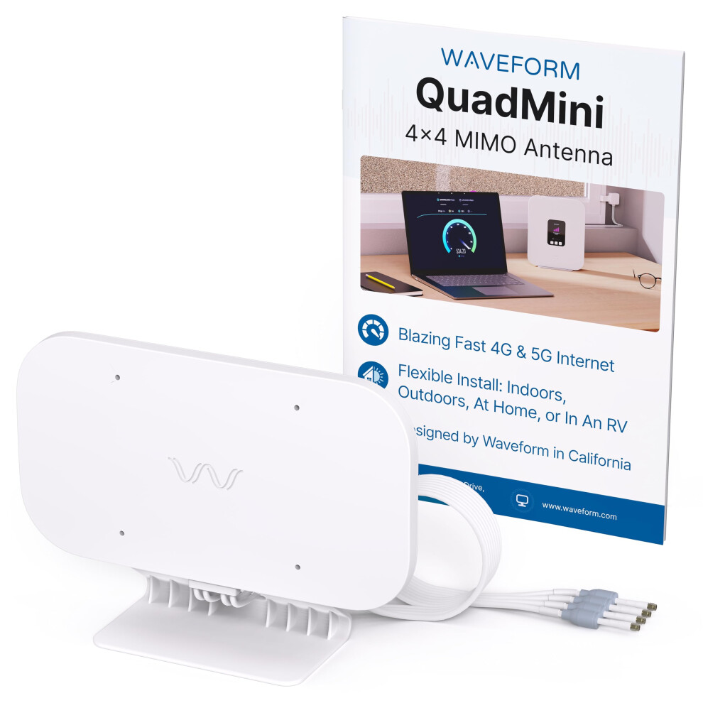 Waveform Quadmini: 4X4 Mimo Low-Profile Mimo Kit | External Antenna For 4G/5G Routers & Gateways | For Ee, Three, O2, And Vodafone | Antenna Only 5051222456002