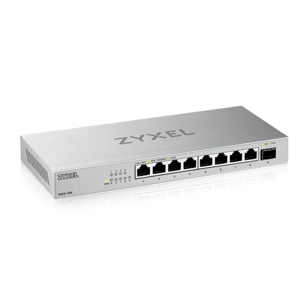 Zyxel 8-Port 2.5G Multi-Gig Unmanaged Switch | 1X 10G Sfp+ | Desktop/Wall Mount [Xmg-108] 5051222457757