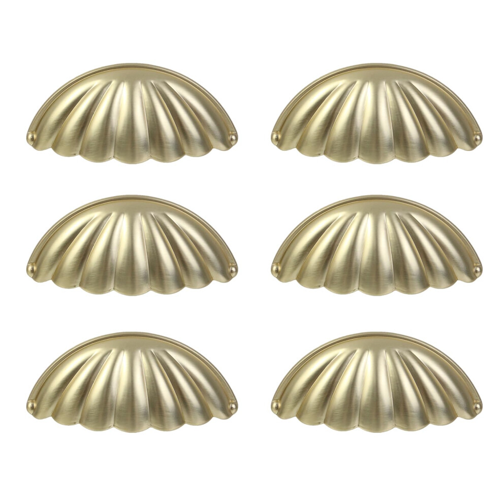 6Pcs Vintage Shell Cup Pulls Zinc Alloy Cabinet Handles Gold Drawer Pulls 64Mm Hole Centers 9053599005353
