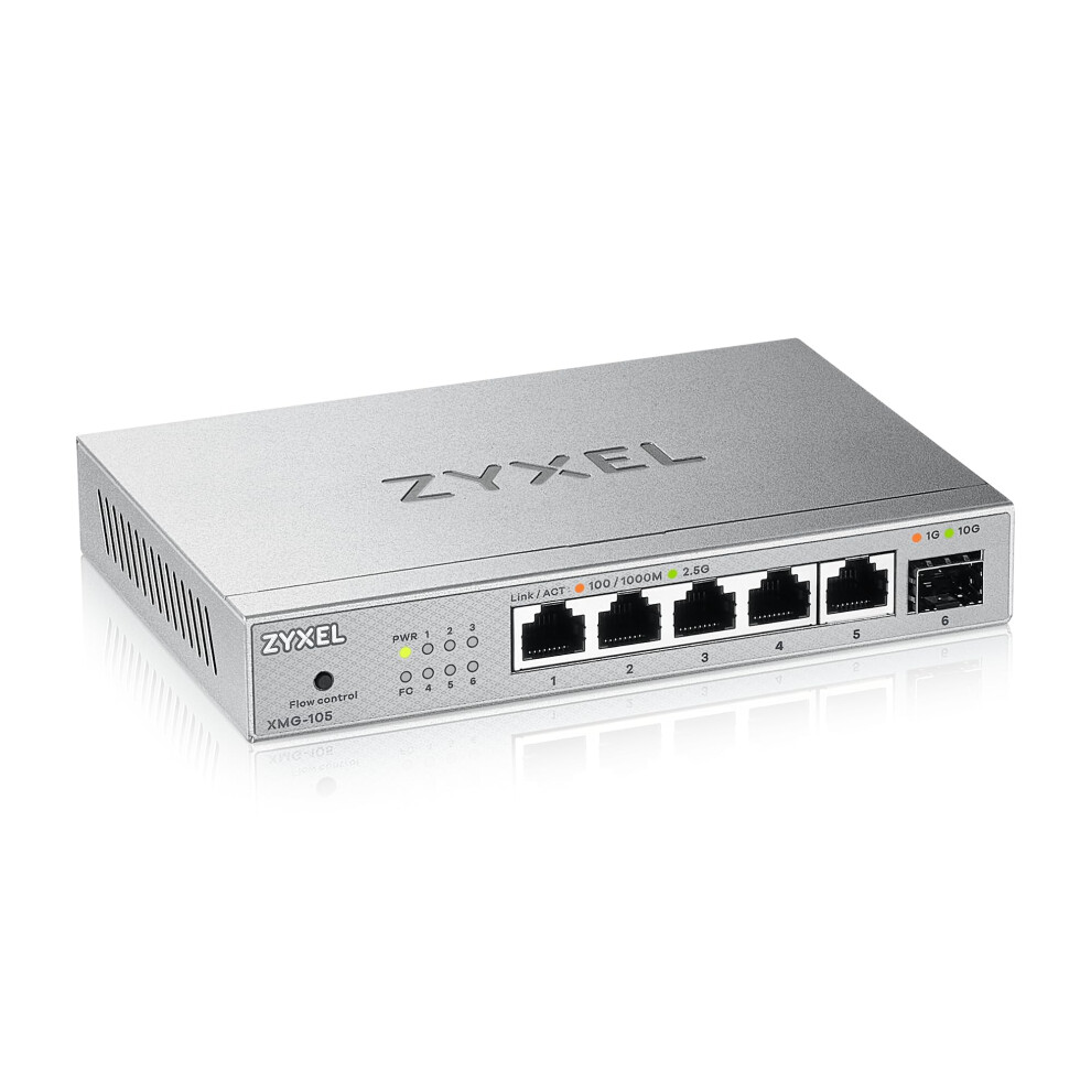 Zyxel 5-Port 2.5G Multi-Gig Unmanaged Switch | 1 X 10G Sfp+ | Desktop/Wall Mount [Xmg-105] 5051222457733