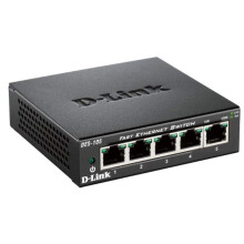 D-Link DES-105/B 5 Port Fast Ethernet Metal Desktop Switch, Hub, Internet Splitter, Metal, Fanless, Plug and Play - UK Model