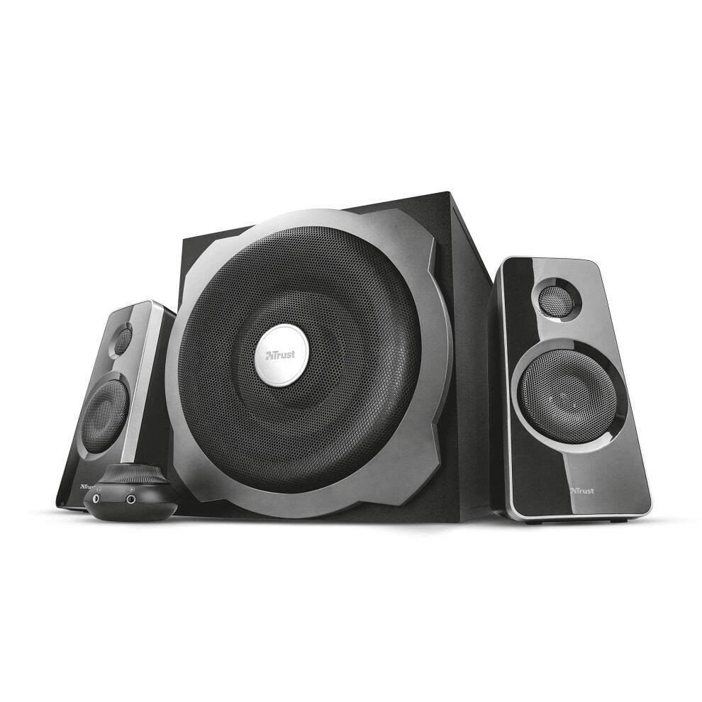 Trust Tytan 2.1 Pc Speakers With Subwoofer, 120W (60W Rms), Uk Plug, Sound System With Wired Volume Control, Jack 3.5 Mm, Computer Speakers For Pc, 5051222462072