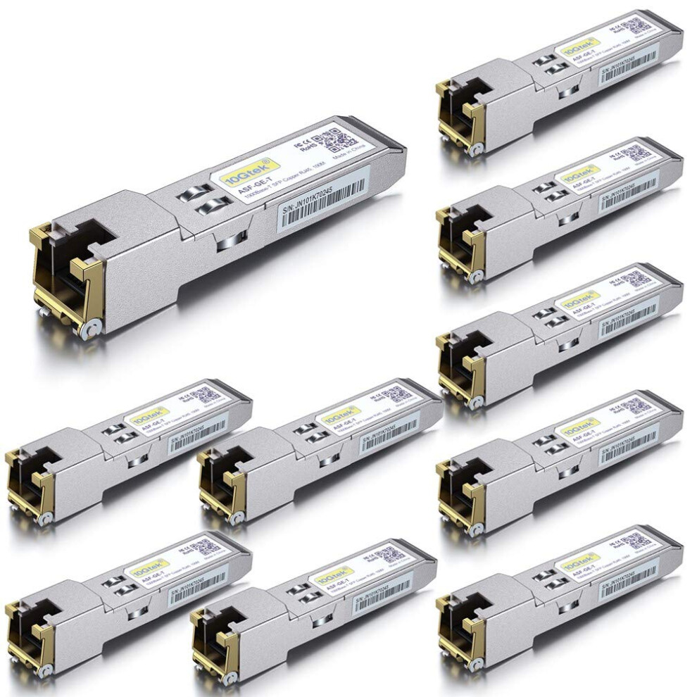 [10 Pack] 1G Sfp To Rj45 Mini-Gbic Module 100-Meter, 1000Base-T Copper Transceiver Compatible For Cisco Glc-T/Sfp-Ge-T, Meraki, Ubiquiti Unifi 5051222460375