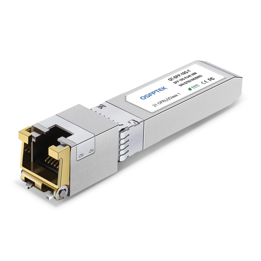 Qsfptek 10G-T Sfp+ Copper Rj45 Module, 10Gb Sfp To Rj45, 10Gbase-T Ethernet Mini Gigabit Gbic Transceiver For Arista Sfp-10Ge-T, Cat6a/ Cat7, Up To 5051222459317