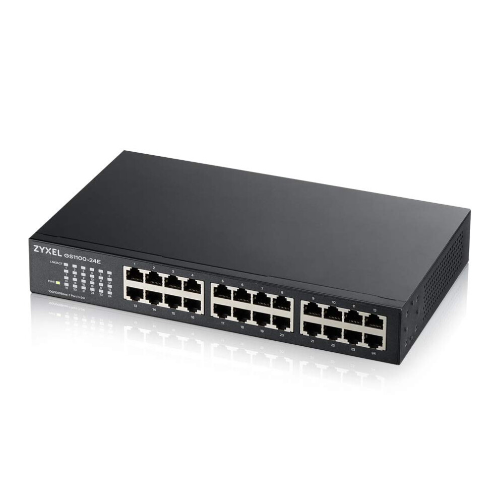 Zyxel 24-Port Gigabit Ethernet Unmanaged Switch - Fanless Design [Gs1100-24E-Gb0101f] 5051222458532