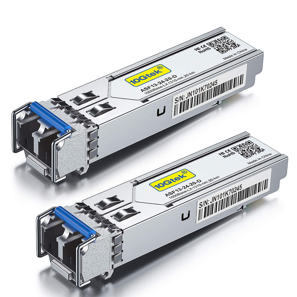 [2 Pack] 1G Sfp Lx Lc Singlemode Module 10Km, 1000Base-Lx Mini-Gbic Transceiver Compatible For Cisco Glc-Lh-Smd, Meraki, Ubiquiti Unifi Uf-Sm-1G, 5051222460283