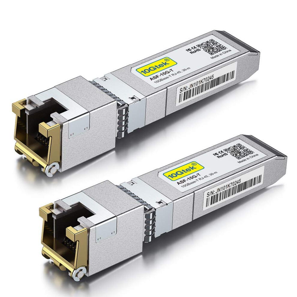 10Gtek [2 Pack 10Gb Sfp+ Rj45 Copper Module 30-Meter, 10Gbase-T Sfp+ Transceiver Compatible For Cisco Sfp-10G-T-S, Ubiquiti Unifi Uf-Rj45-10G, 5051222459928