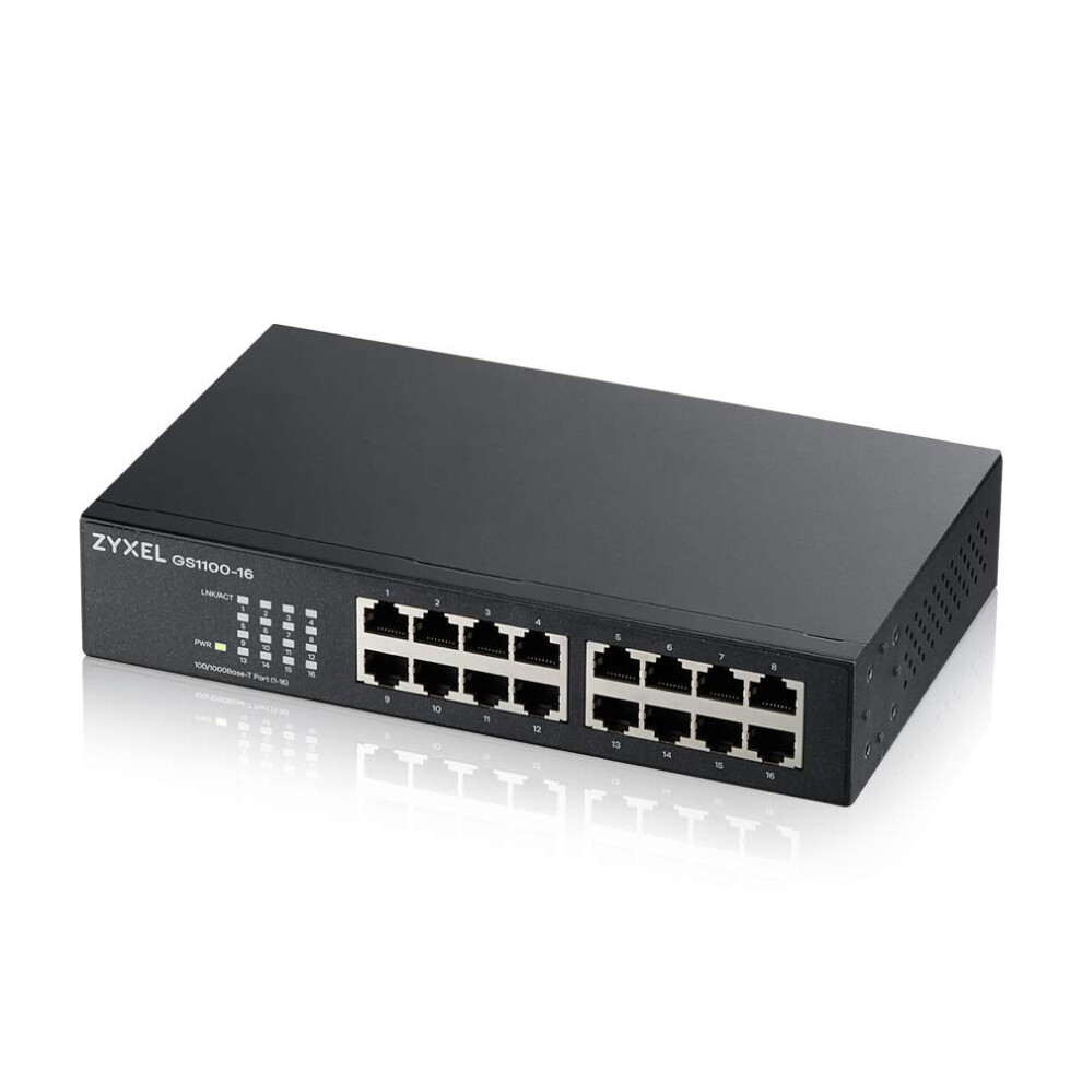 Zyxel 16-Port Gigabit Ethernet Unmanaged Switch | Network Splitter Hub | Plug & Play, No Configuration Required | Fanless Design [Gs1100-16 V3] 5051222458549