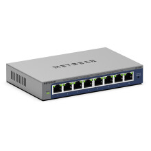 Netgear (GS108EV4) 8-Port Smart Managed Gigabit Switch (up to 2000 Mbps, plug-and-play, configurable with German GUI, VLAN, QoS/DOS, IGMP snooping,
