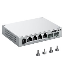 SODOLA 6 Port 2.5Gb Unmanaged Ethernet Switch, 4X2.5G Base-T Ports & 2X10G SFP+, Aluminum Cooling & Magnetic Mounting, Plug & Play, Fanless Network
