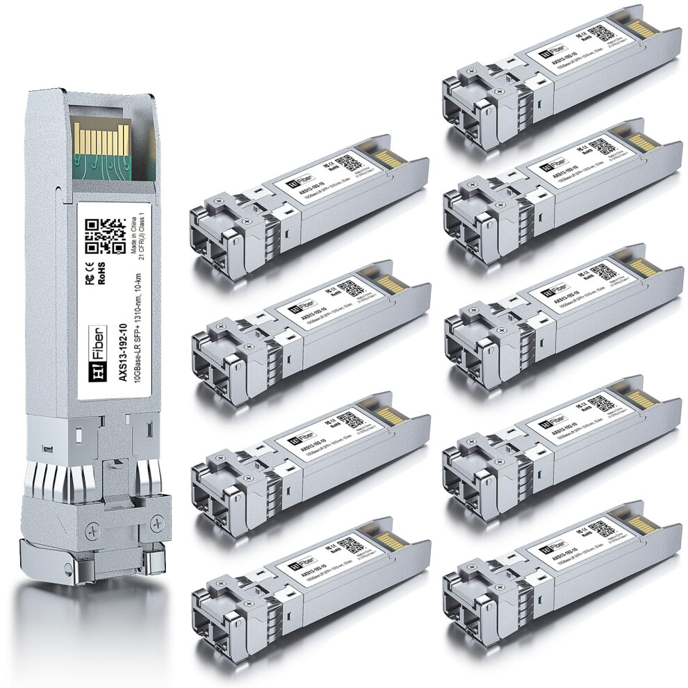 10 Pack,10G Single Mode Sfp+ Lc Module, 10Gbase-Lr Fiber Transceiver For Cisco Sfp-10G-Lr, Meraki Ma-Sfp-10Gb-Lr, Ubiquiti Unifi Uf-Sm-10G, Mikrotik, 5051222458396